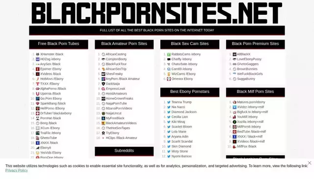 blackpornsites.net homepage screenshot