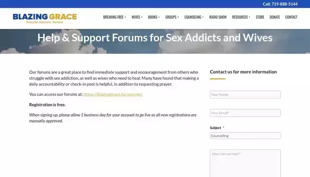blazinggrace.org homepage screenshot