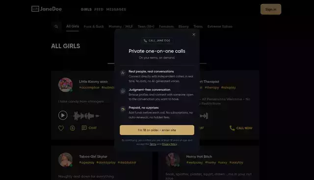 calljanedoe.com homepage screenshot