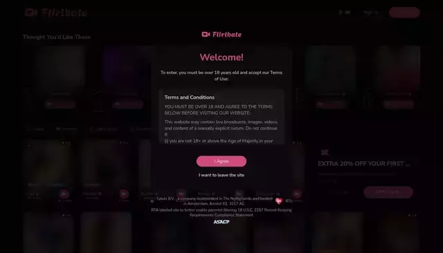 flirtbate.com homepage screenshot