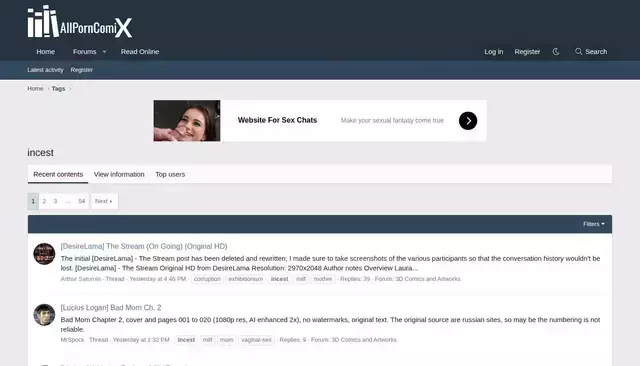 forum.allporncomix.com homepage screenshot