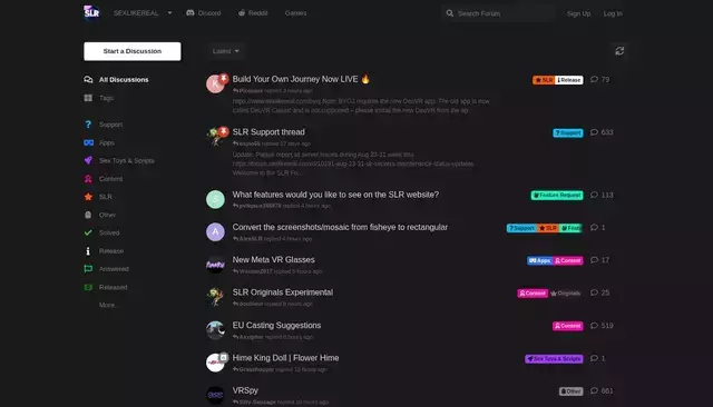 forum.sexlikereal.com homepage screenshot
