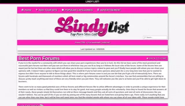 lindylist.org homepage screenshot