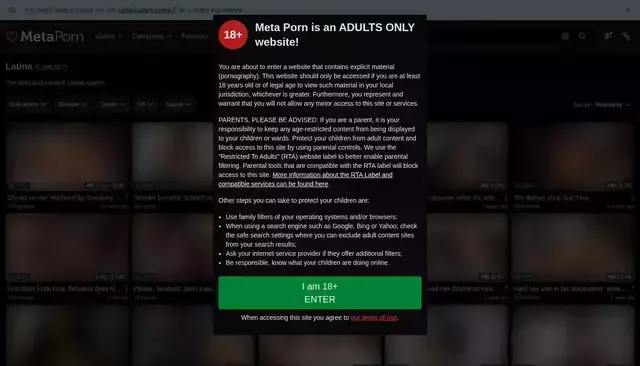 metaporn.com homepage screenshot