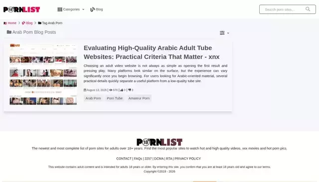 pornlist18.com homepage screenshot