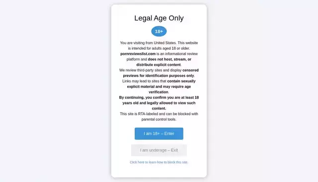 pornreviewslist.com homepage screenshot
