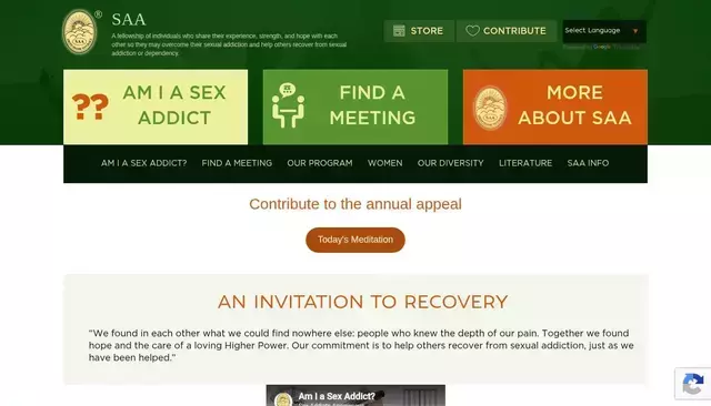 saa-recovery.org homepage screenshot