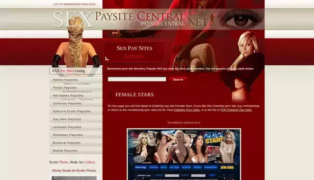 sexpaysitecentral.net homepage screenshot