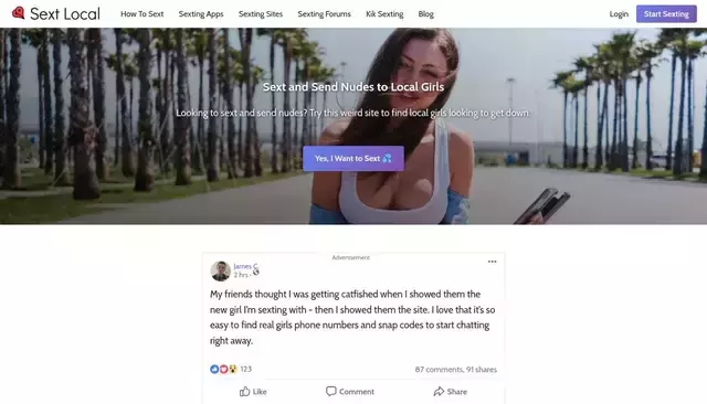 sextlocal.com homepage screenshot
