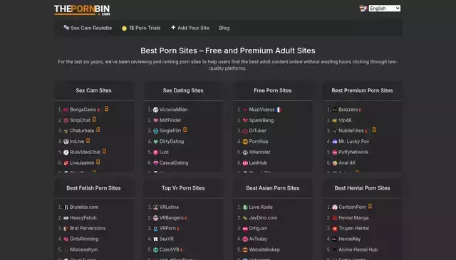 thepornbin.com homepage screenshot
