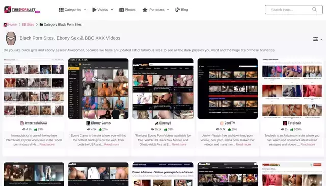 tubepornlist.com homepage screenshot