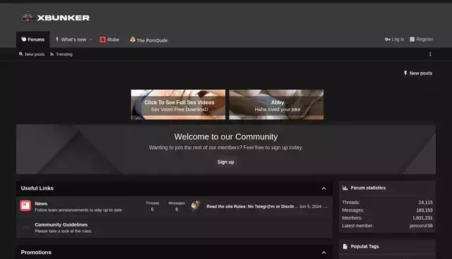 xbunker.cc homepage screenshot